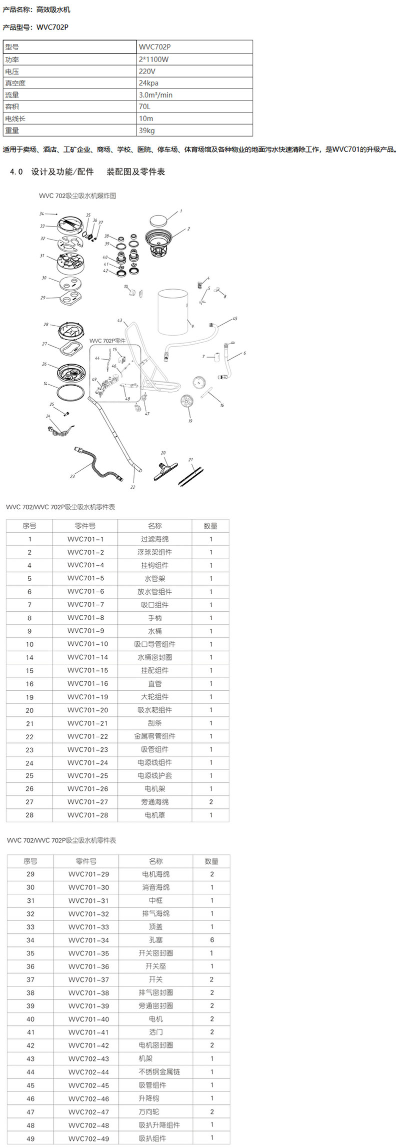 WVC702P 高效奇台吸水机